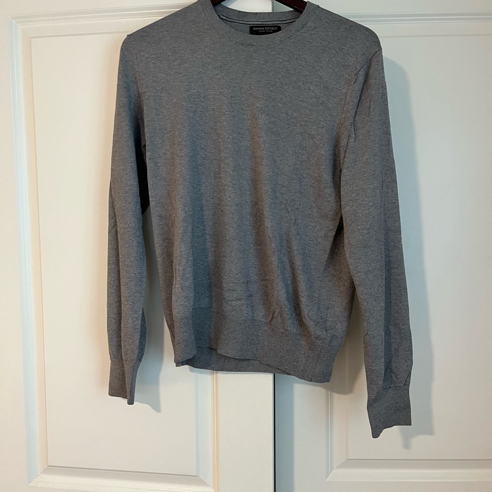 Banana Republic Gray Crewneck Sweater with Classic Knit